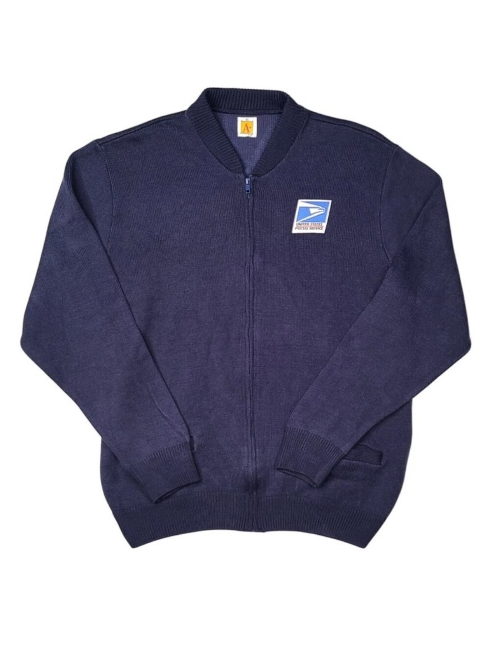 Vintage USPS Uniform Postal Navy Full Zip Cardigan Sweater Size XL
